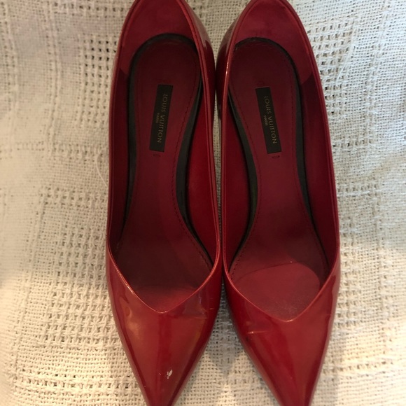 Louis Vuitton Shoes - LOUIS VUITTON Pumps High Heels Mule Enamel Red 37 Approx. 23.5 0806 Women'